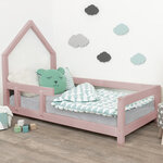 Lit cabane enfant POPPI 80 x 160 rose pastel 2