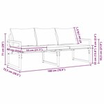 vidaXL Mobilier de jardin avec coussin Noir 180 x 72.5 x 71 cm Acier