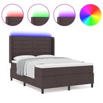 Lit à ressortsvidaXL avec matelas et LED Marron foncé 140x190 cm Tissu