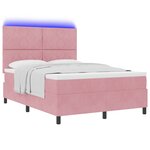 vidaXL Lit à Ressorts avec Matelas et LED Rose 160x200 cm Velours