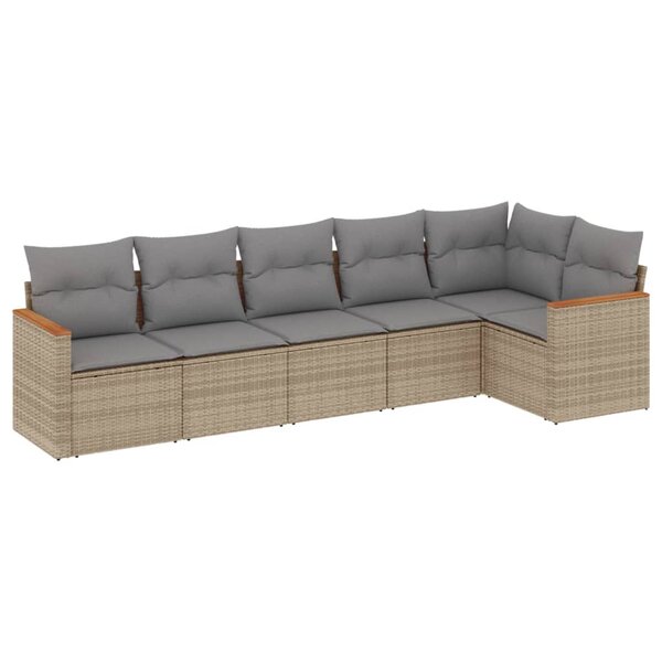 vidaXL Salon de jardin avec coussins 6Pièces mélange beige résine tressée