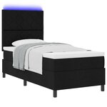 vidaXL Lit à ressorts avec matelas & LED Noir 100x200 cm Tissu