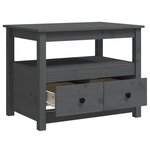 vidaXL Table basse Gris 71x49x55 cm Bois massif de pin