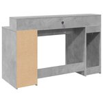 Bureau table poste de travail meuble d'ordinateur informatique étude et lumières LED 140 x 55 x 91cm bois d'ingénierie gris 02_0023799