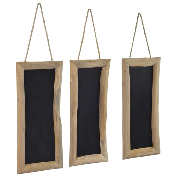 vidaXL Tableau noir 3 Pièces 30x70 cm Bois de teck solide