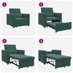 vidaXL Sofa-lit convertible 3-en-1 noir velours vert foncé