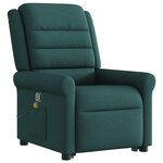 vidaXL Fauteuil inclinable de massage Vert foncé Tissu