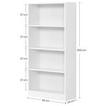 Bibliothèque DVD étagère à 4 niveaux meuble de rangement avec étagères réglables en hauteur pour salon chambre bureau 121 5 cm blanc 12_0001462