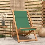 Vidaxl chaise de plage pliable bois de teck solide vert