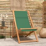 vidaXL Chaise de plage pliable Bois de teck solide Vert