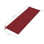 vidaXL Banc de jardin avec coussin rouge bordeaux 150 cm Teck massif