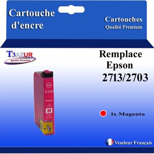 T3AZUR - Cartouche Compatible pour  Epson WF-7720DTWF  T2713 / T2703 (27XL) Magenta