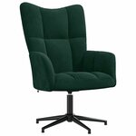 vidaXL Chaise de relaxation avec tabouret Vert foncé Velours