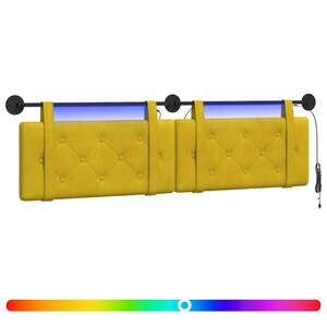vidaXL Tête de lit suspendue Avec lumière LED Jaune Velours