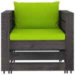 Vidaxl salon de jardin 7 pièces avec coussins bois imprégné de gris