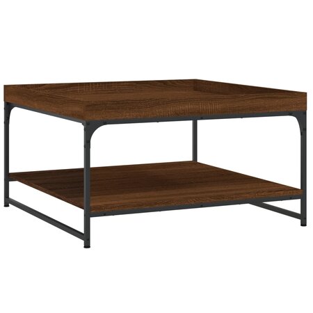 vidaXL Table basse chêne marron 80x80x45 cm bois d'ingénierie et fer
