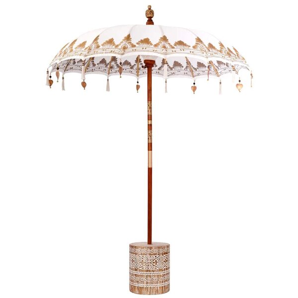 vidaXL Parasol balinais 260 2 Pièces Crème Coton et bois massif