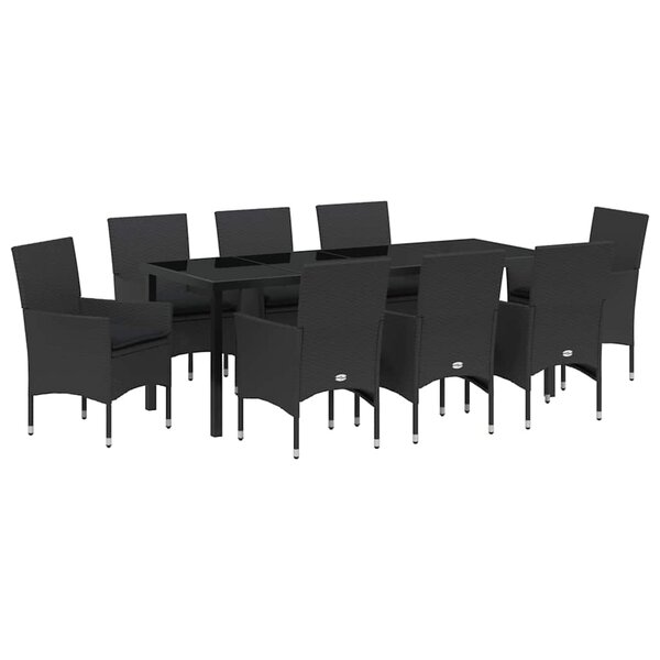 vidaXL Ensemble de salle à manger pour jardin 9 Pièces Noir polyrotin