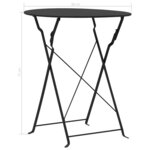 vidaXL Ensemble de bistro 3 Pièces Acier Noir