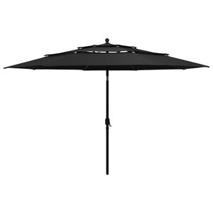 vidaXL Parasol à 3 niveaux avec mât en aluminium Noir 3 5 m