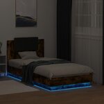vidaXL Cadre de lit tête de lit et lumières LED chêne fumé 75x190 cm