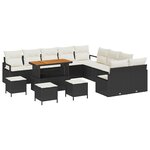 vidaXL Ensemble de canapé de jardin 14 Pièces Noir Poly rotin
