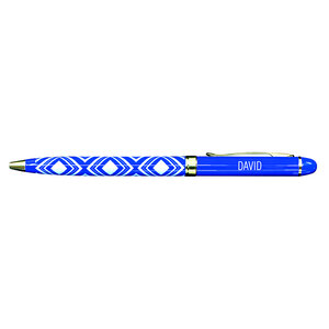 Stylo fin en métal laqué bleu - David