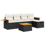 vidaXL Salon de jardin 6 Pièces avec coussins noir résine tressée