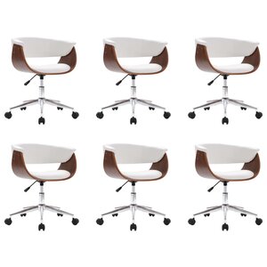 vidaXL Chaises pivotantes à manger lot de 6 blanc similicuir