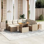 vidaXL Salon de jardin avec coussins 8 Pièces beige résine tressée
