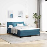 vidaXL Lit à ressorts avec matelas Bleu foncé 140 x 200 cm tissu