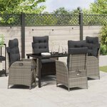 vidaXL Ensemble de salle à manger pour jardin 5 Pièces Gris polyrotin