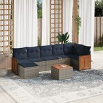 vidaXL Salon de jardin 8 Pièces avec coussins gris résine tressée