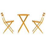 vidaXL Ensemble bistro pliant 3 pc Moutarde Acier