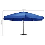 vidaXL Parasol d'extérieur avec mât en aluminium 600 cm Bleu azuré