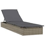vidaXL Chaise longue avec toit rond gris 211x57x140 cm résine tressée
