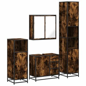 vidaXL Ensemble meubles salle de bain 4 Pièces chêne fumé bois ingénierie
