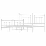 vidaXL Cadre de lit métal avec tête de lit/pied de lit blanc 183x213cm