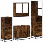 vidaXL Ensemble meubles salle de bain 4 Pièces chêne fumé bois ingénierie