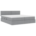 vidaXL Lit de rangement LED avec matelas Gris clair 200 x 200 cm Tissu