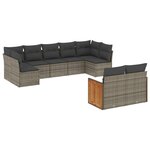 vidaXL Salon de jardin 9 Pièces avec coussins gris résine tressée