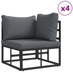 vidaXL Ensemble de canapé de jardin 7 Pièces Noir Aluminium