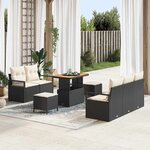 vidaXL Ensemble de canapé de jardin avec coussin 8 Pièces Noir Poly rotin