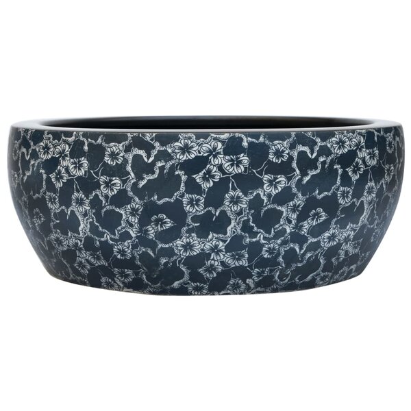 vidaXL Vasque à poser noir et bleu rond Φ41x14 cm céramique