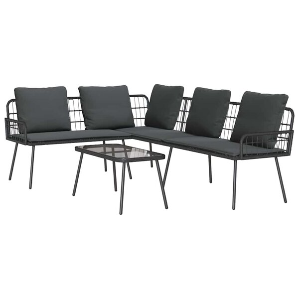vidaXL Ensemble de canapé de jardin 2 Pièces Noir polyrotin