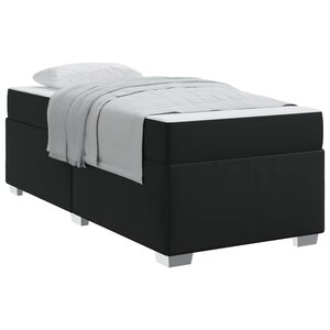 vidaXL Cadre de lit avec matelas Noir 90 x 200 cm tissu