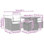 vidaXL Ensemble de canapé de jardin avec coussin 7 Pièces Noir et bleu