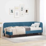 vidaXL Cadre de lit d'angle avec matelas Bleu 80 x 200 cm Velours
