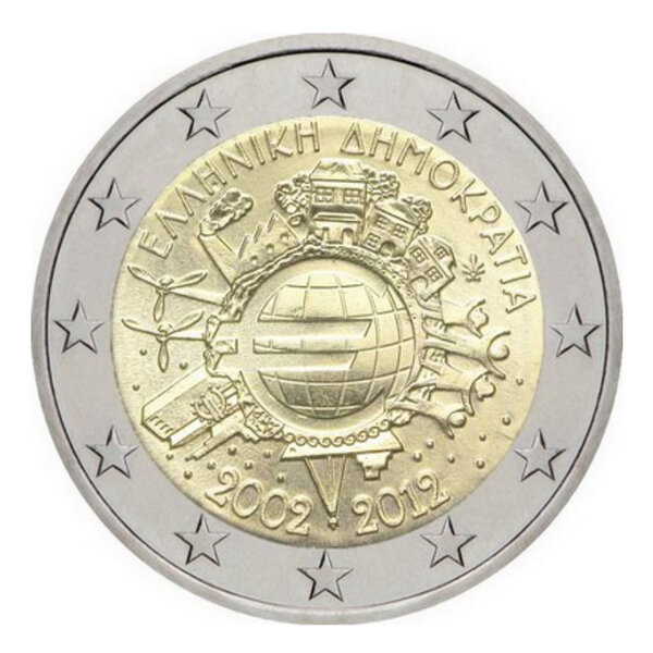 2 euros commémorative Grèce 2012 - 10 ans de l'euro.