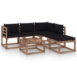 vidaXL Salon palette de jardin 6 Pièces et coussins Bois de pin imprégné